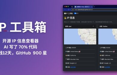 IP工具箱：开源 IP 信息查看器，使用 AI 写了 70% 代码，上线12天，GitHub 已获 900+ 星 2