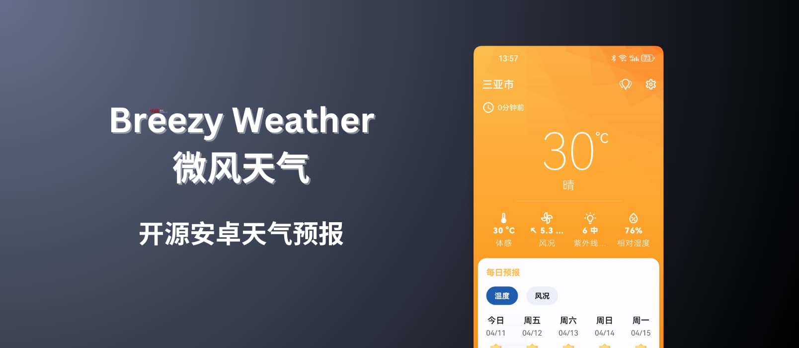 Breezy Weather - 开源安卓天气预报应用,精确至1小时预报,最长15天 1 Breezy Weather - 开源安卓天气预报应用,精确至1小时预报,最长15天