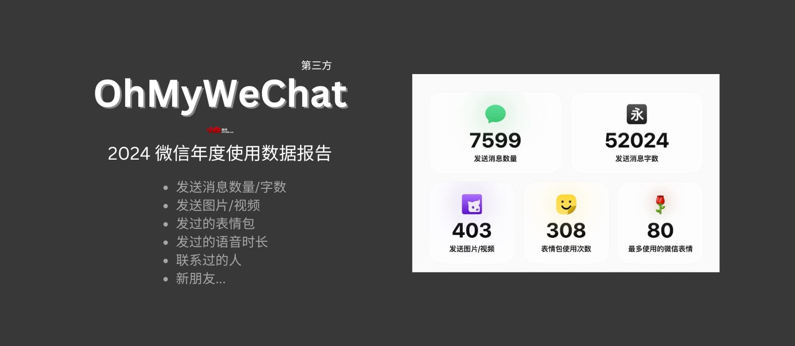 OhMyWeChat 新增 2024 微信年度数据报告功能，可查看发送消息数量、新朋友等数据[第三方] 1