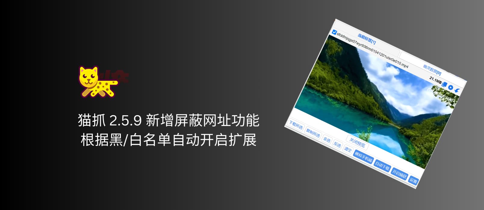 猫抓 2.5.9 更新,新增屏蔽网址功能,可根据黑/白名单自动开启扩展 1 猫抓 2.5.9 更新,新增屏蔽网址功能,可根据黑/白名单自动开启扩展 1