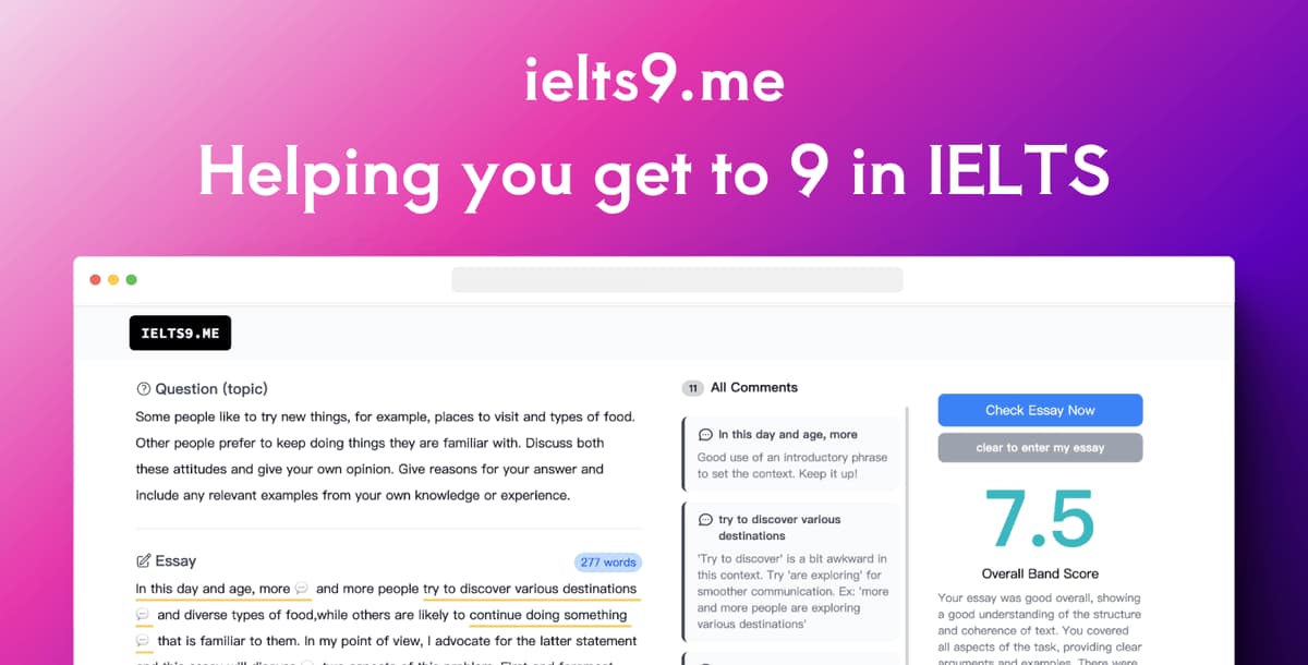 IELTS9:大佬用 GPT-4 开发雅思作文自动批改与评分工具 2 IELTS9:大佬用 GPT-4 开发雅思作文自动批改与评分工具 1